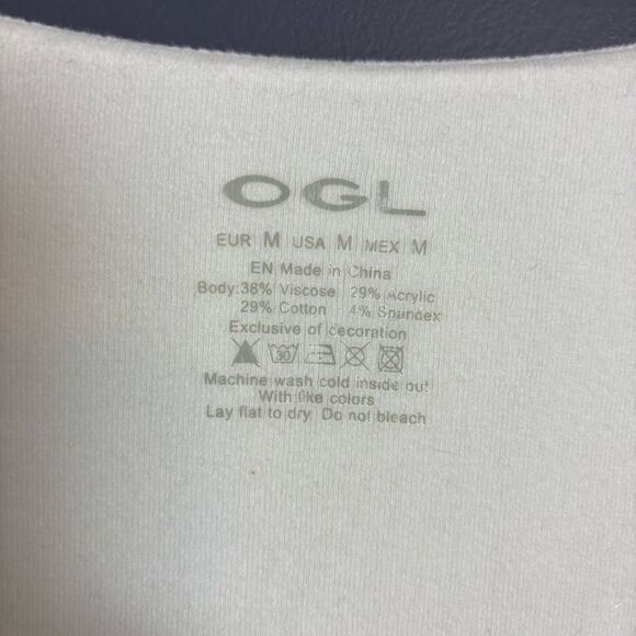 OGL Eco Mousse Mid Thermal V-Neck Ruched Sides Brami Top Off White Medium - Picture 5 of 7